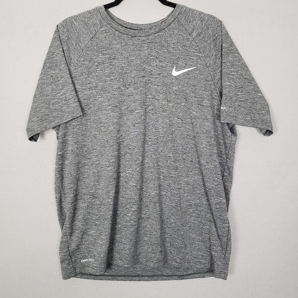 Nike Swim Dri-Fit Tee Shirt Gray Heathered Activewear Gym Workout Size L